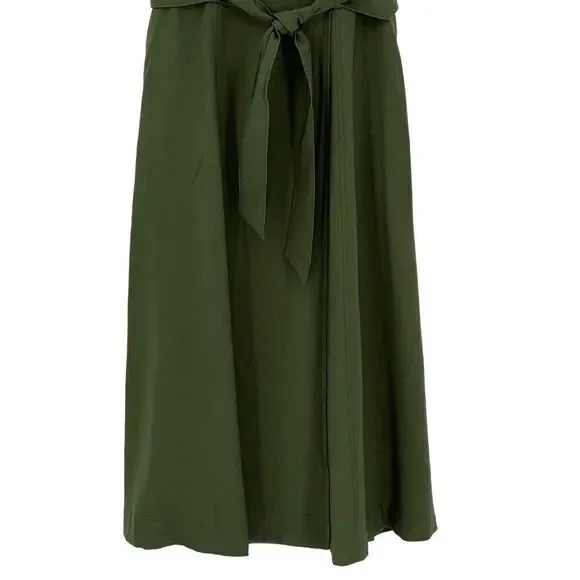 Banana Republic Factory Sleeveless Twill Wrap Maxi Dress Belted Green 6  Petite